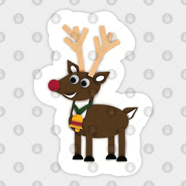 Christmas Felt Reindeer Sticker by LMHDesigns